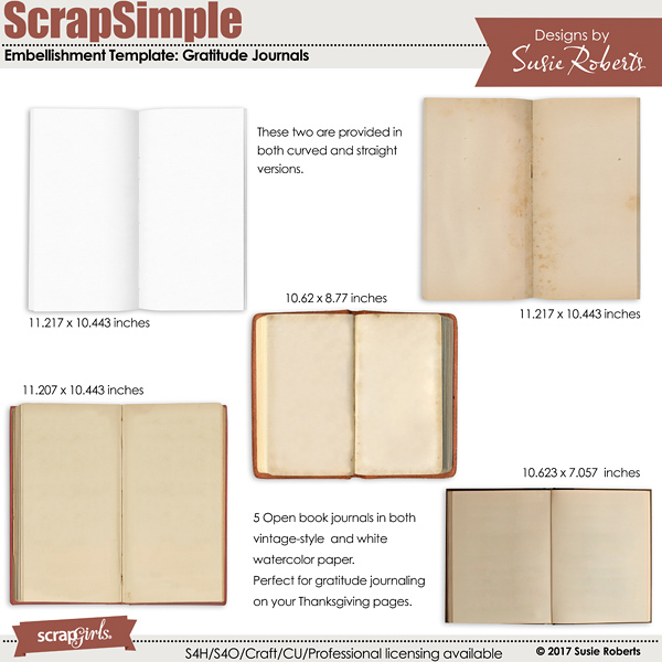 ScrapSimple Embellishment Templates: Gratitude Journals