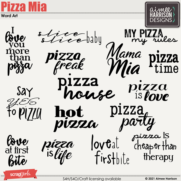 Pizza Mia Word Art