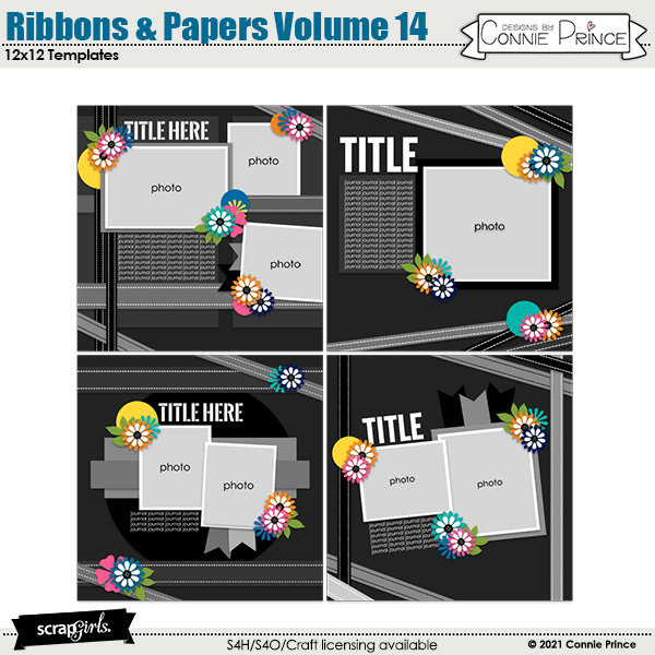 Ribbons & Papers Volume 14 12x12 Templates by Connie Prince