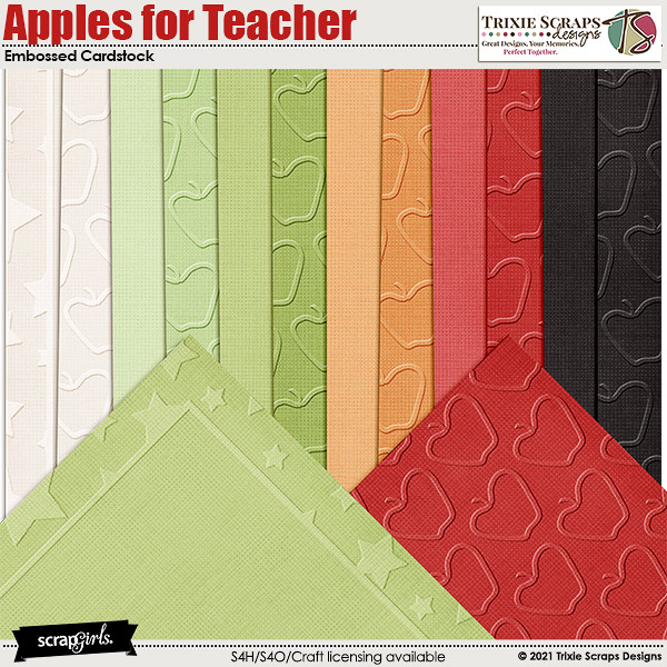 Apples for Teacher Cardstock by Trixie Scraps