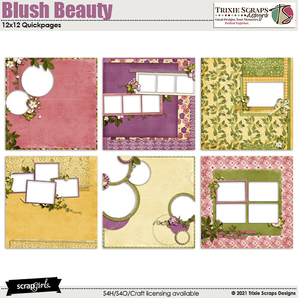 Blush Beauty Quickpages by Trixie Scraps Designs