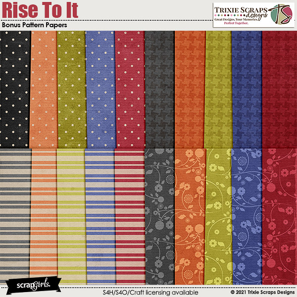 Rise to It Bonus Papers by Trixie Scraps