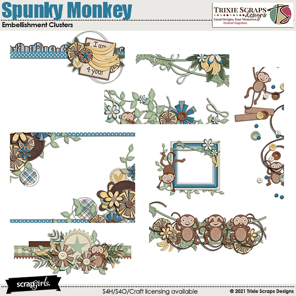 Spunky Monkey Clusters Trixie Scraps Designs