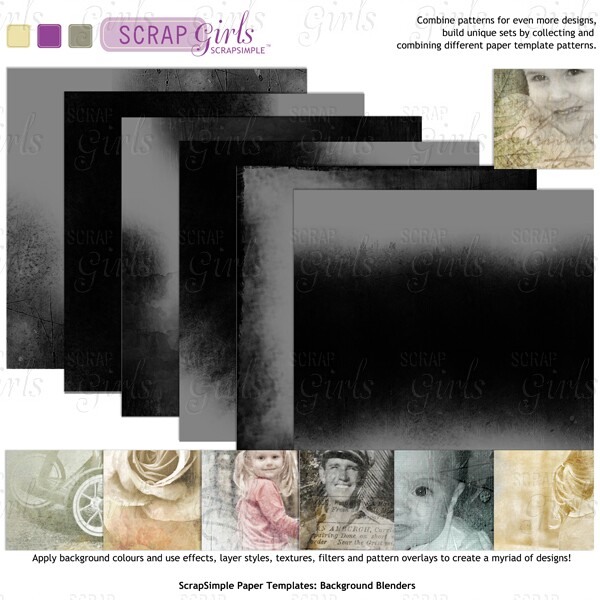 Also Available: <a href="http://store.scrapgirls.com/product/16135/">ScrapSimple Paper Templates: Background Blenders</a> (Sold Separately)
