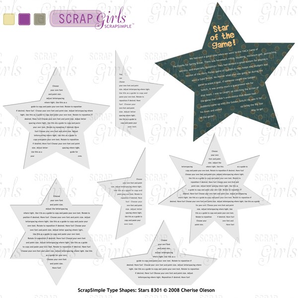 Also available: ScrapSimple Type Shapes: Stars 8301 - Commercial License