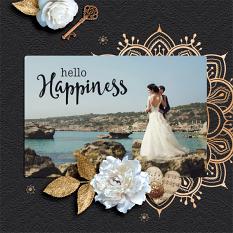 "Hello Happiness" digital scrapbook layout by Darryl Beers