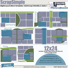 ScrapSimple Digital Layout Templates: 12x24 Scrap It Monthly 3 Series 1