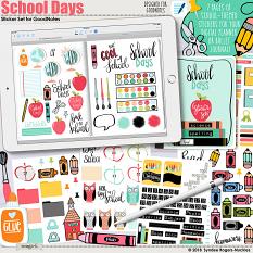 School Days digital stickers for GoodNotes