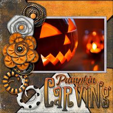"Pumpkin Carving" digital scrapbook layout by Laura Louie