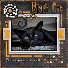 "Black Cat" digital scrapbook layout by Laura Louie