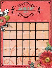 Printable calendar created with Framed - Editable Calendar Templates