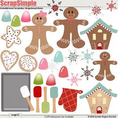 Gingerbread Kisses Embellishment templates and illustrations
