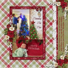 "Trimming the Tree" digital scrapbook layout by Sue Maravelas