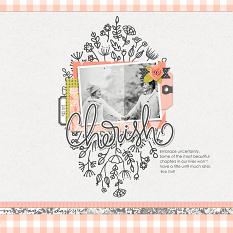 Scrapbook page uses Just Peachy Embellishment Mini