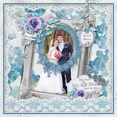 "Mr. & Mrs." digital scrapbook layout by Sue Maravelas