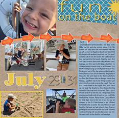 “Fun on the Boat" digital scrapbook layout features SSDLAT: Scrap It Monthly 5 Series 3
