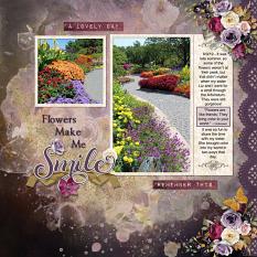 "Flowers Make Me Smile" digital scrapbook layout by Sue Maravelas