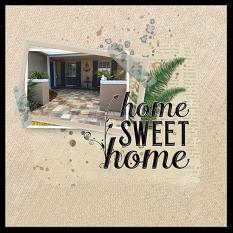 “Home Sweet Home" digital scrapbook layout features Brush Set: Blessed Life