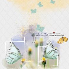 "Butterfly" digital scrapbook layout showcases Brush Set: Artful Seasons