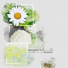 “Summer’s Bounty" digital scrapbook layout showcases InsertProductName