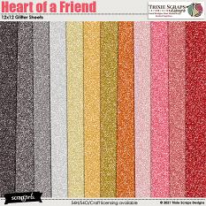 Heart of a Friend Glitter Papers Trixie Scraps