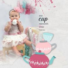 “My Cup Runneth Over" digital scrapbook layout features ScrapSimple Paper Templates 2: Cookery
