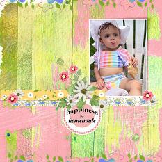 “Happiness is Homemade" digital scrapbook layout showcases ScrapSimple Word Art Templates: Cookery