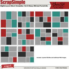 ScrapSimple Digital Layout Album Templates: 12x12 Messy Stitched Pocket Life
