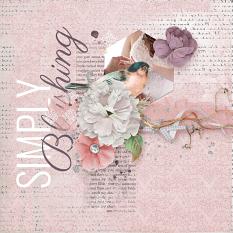 "Simply Blushing" #digitalscrapbooking layout idea using Blushed Collection Mini #pink #wedding #photobook #scrapbook 