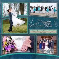 "Happily Ever After" digital scrapbook layout features Happily Word Art Mini
