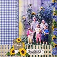 "Grandpa's Sunflowers" digital scrapbook layout by Sue Maravelas