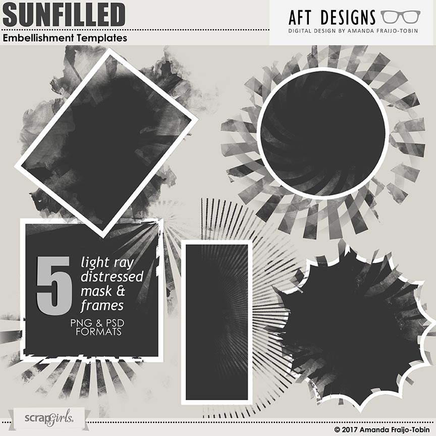 ScrapSimple Embellishment Templates: Sun Filled Mask Framess by  AFT designs @ScrapGirls.com #digitalscrapbook #photomask #artjournal