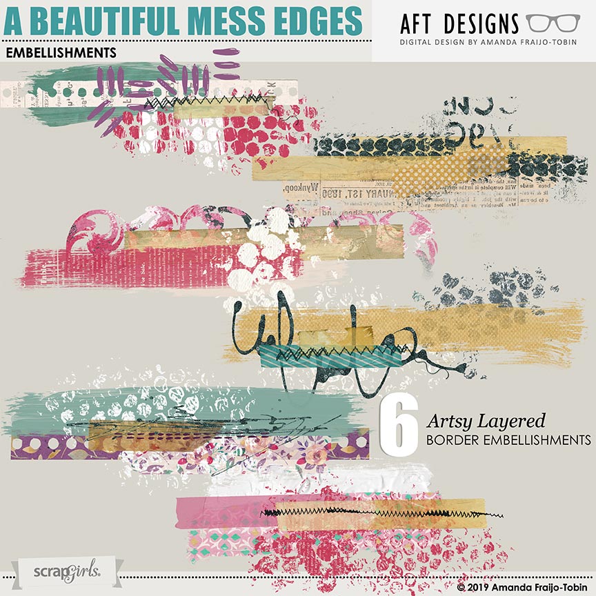 A Beautiful Mess #digitalscrapbooking Edge Embellishments by AFT designs @ScrapGirls.com