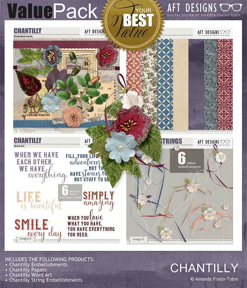 Chantilly #digitalscrapbooking Value Pack by AFT Designs - Amanda Fraijo-Tobin @ScrapGirls.com