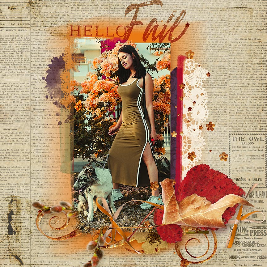 Hello Fall #scrapbook layout by AFT Designs - Amanda Fraijo-Tobin using Crisp Air Mini Kit & Coordinating Products @Oscraps.com