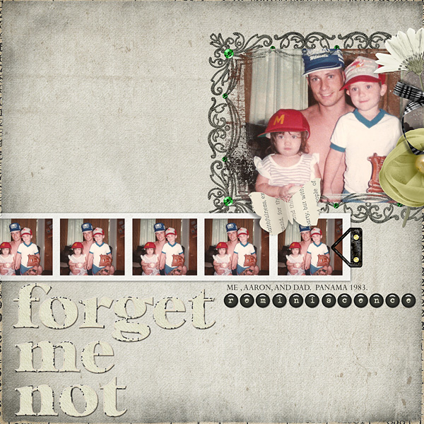 Digital Scrapbooking Layout "forget me not" by Amanda Fraijo-Tobin (see supply list with links below)