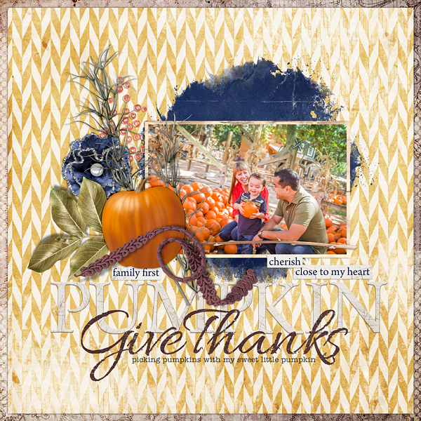 Digital Scrapbooking Layout "Give Thanks" by Amanda Fraijo-Tobin (see supply list with links below)