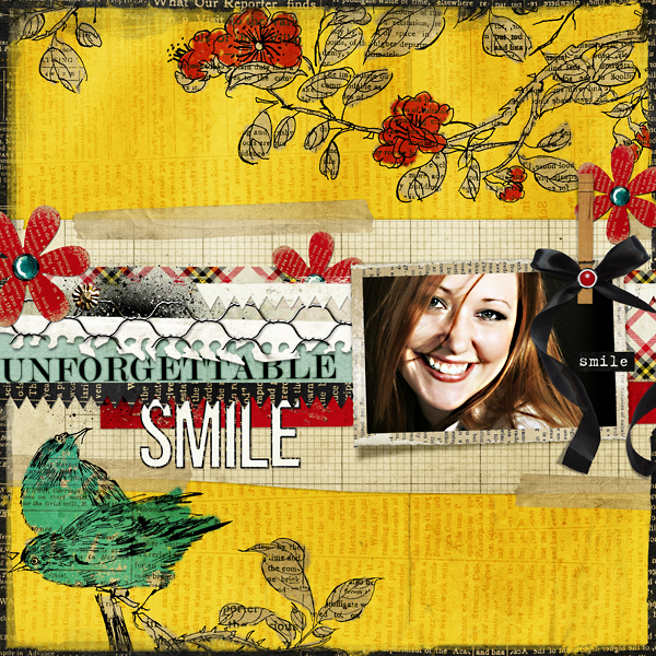 Digital Scrapbooking Layout "Unforgettable Smile" by Amanda Fraijo-Tobin (see supply list with links below)