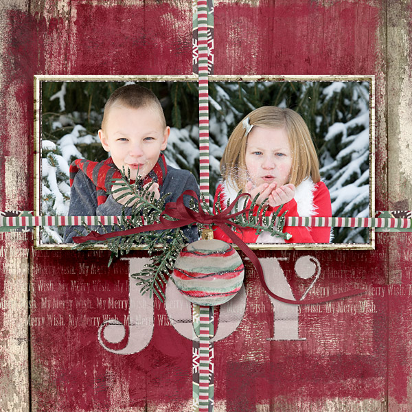 Holiday "Joy" layout uses My Merry Wish Collection 2 by Amanda Fraijo-Tobin