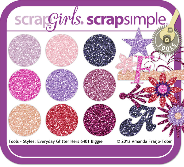 ScrapSimple Tools - Styles: Everyday Glitters Hers 6401 Biggie - Commercial License
