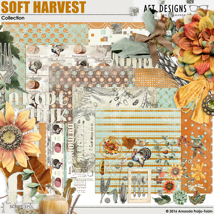 Soft Harvest Thanksgiving and Fall Themed #digitalscrapbooking kit by AFT designs 