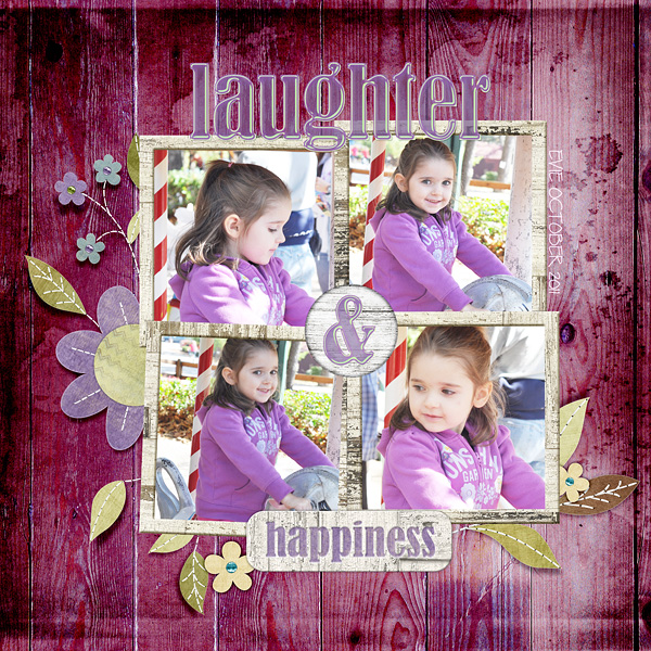 Digital Scrapbooking Layout "Laughter &amp; Happiness" by Amanda Fraijo-Tobin (see supply list with links below)