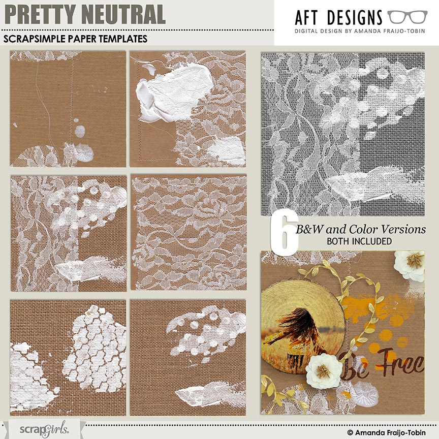 ScrapSimple Paper Templates: Pretty Neutral - Mixed by AFT Designs - Amanda Fraijo-Tobin @ScrapGirls.com