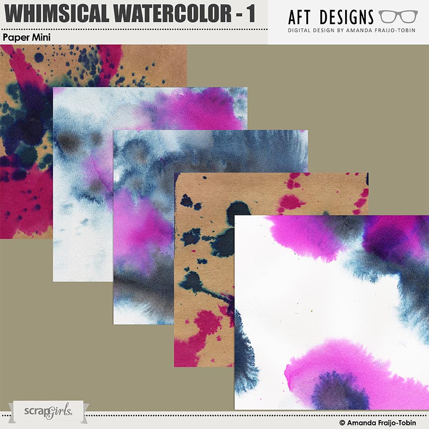Whimsical Watercolor #digitalscrapbooking Papers 1 - by AFT Designs - Amanda Fraijo-Tobin @ScrapGirls.com