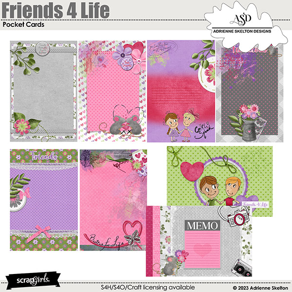 Friends 4 Life-Pocket Cards by Adrienne Skelton Designs