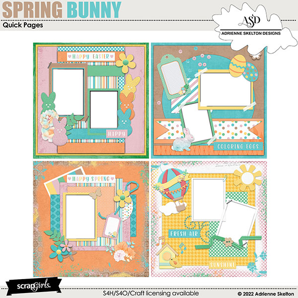 Spring Bunny Quick Pages by Adrienne Skelton Designs