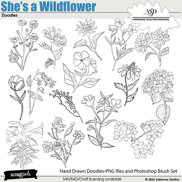 She's a Wildflower Doodles by Adrienne Skelton Designs