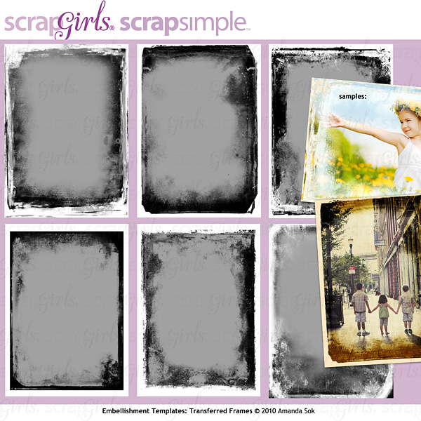 ScrapSimple Embellishment Templates: Transferred Frames - Commercial License