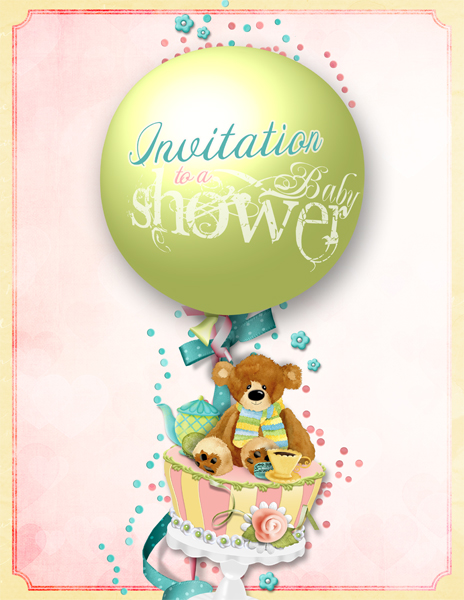 Shower Invitation  layout by Brandy Murry. See below for links to all products used in this digital scrapbooking layout.