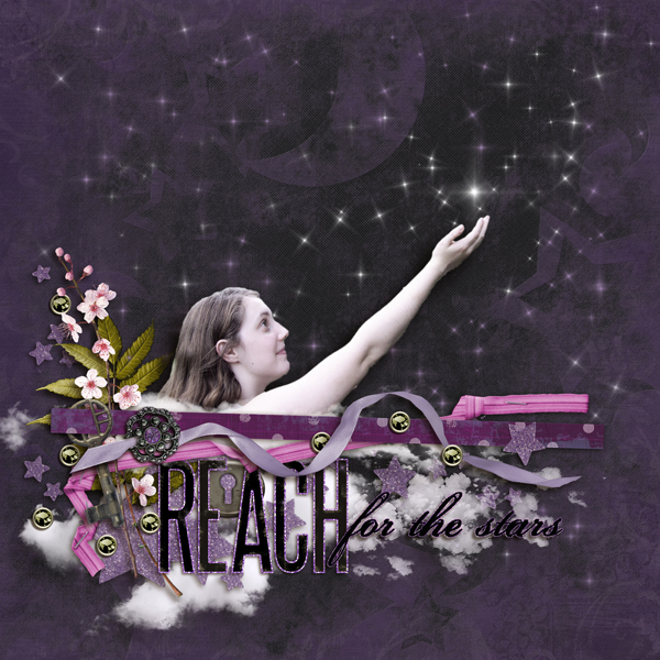 Reach for the Stars layout by Elisha Barnett. See below for links to all products used in this digital scrapbooking layout.